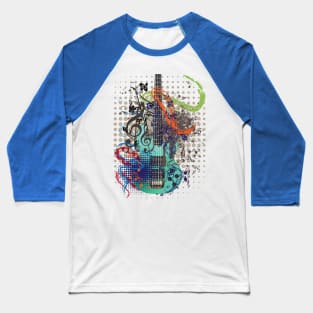 Grunge Guitar Illustration Baseball T-Shirt